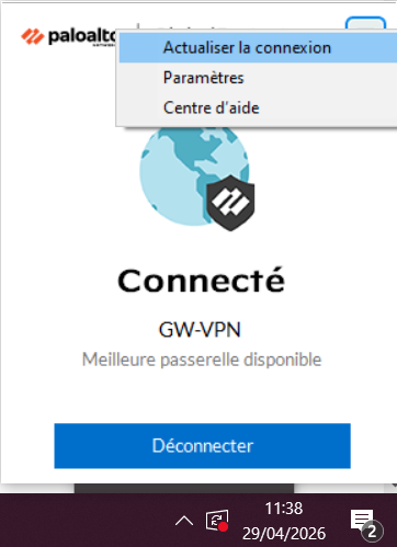 Actualiser la connexion